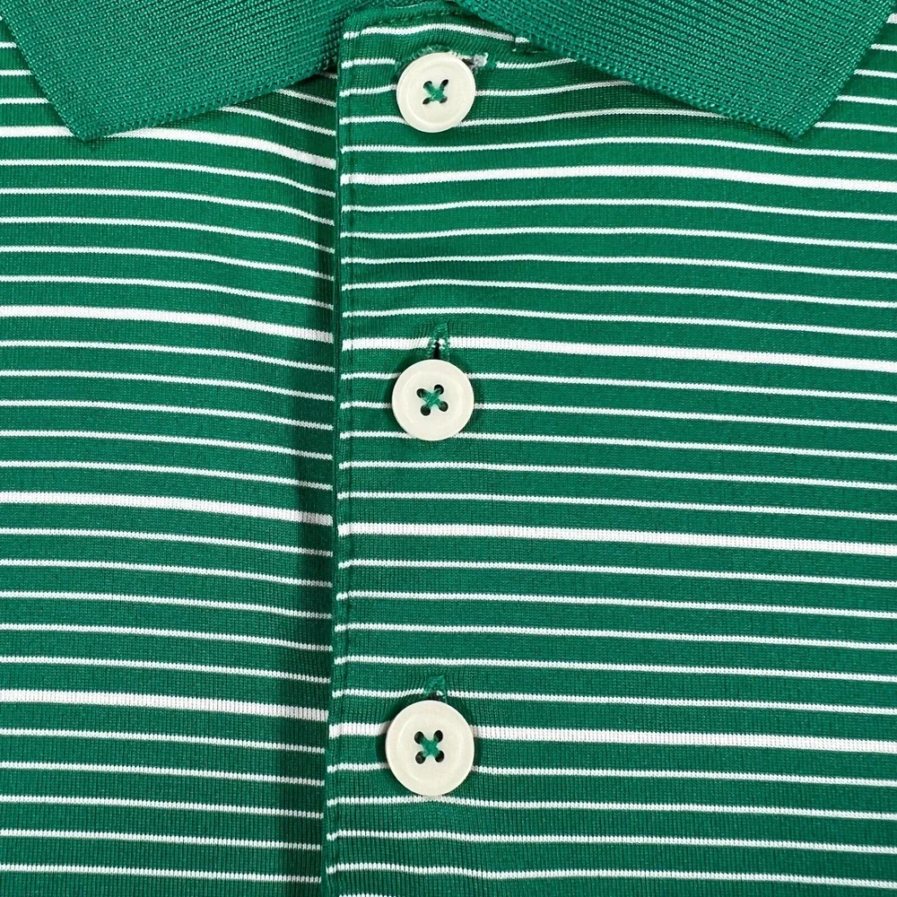 Adidas Polo Shirt Mens XL Extra Large Green Striped Short Sleeve Golf Outdoor